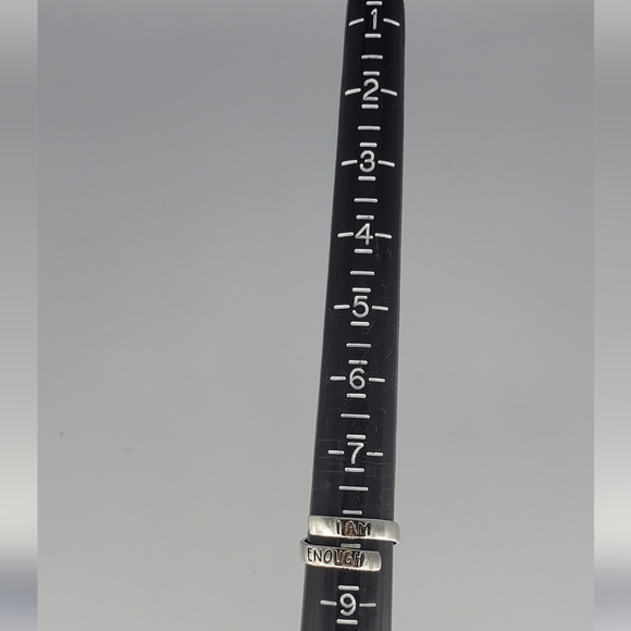 Silvertone Sun and Moon Earrings and I Am Enough Ring - Picture 8 of 8